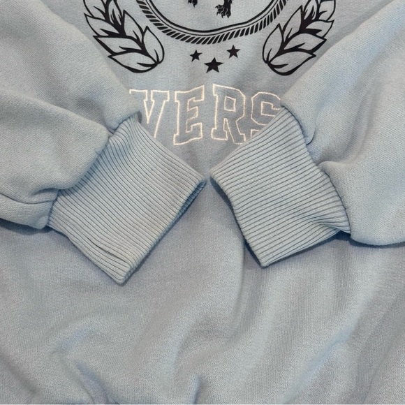 Hollister Sweatshirt Y2K Baby Blue with White Collar Preppy Style Size S Small - Picture 5 of 10